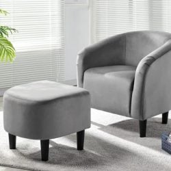 Renwick Barrel Accent Chair with Ottoman
